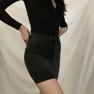 Black denim skirt